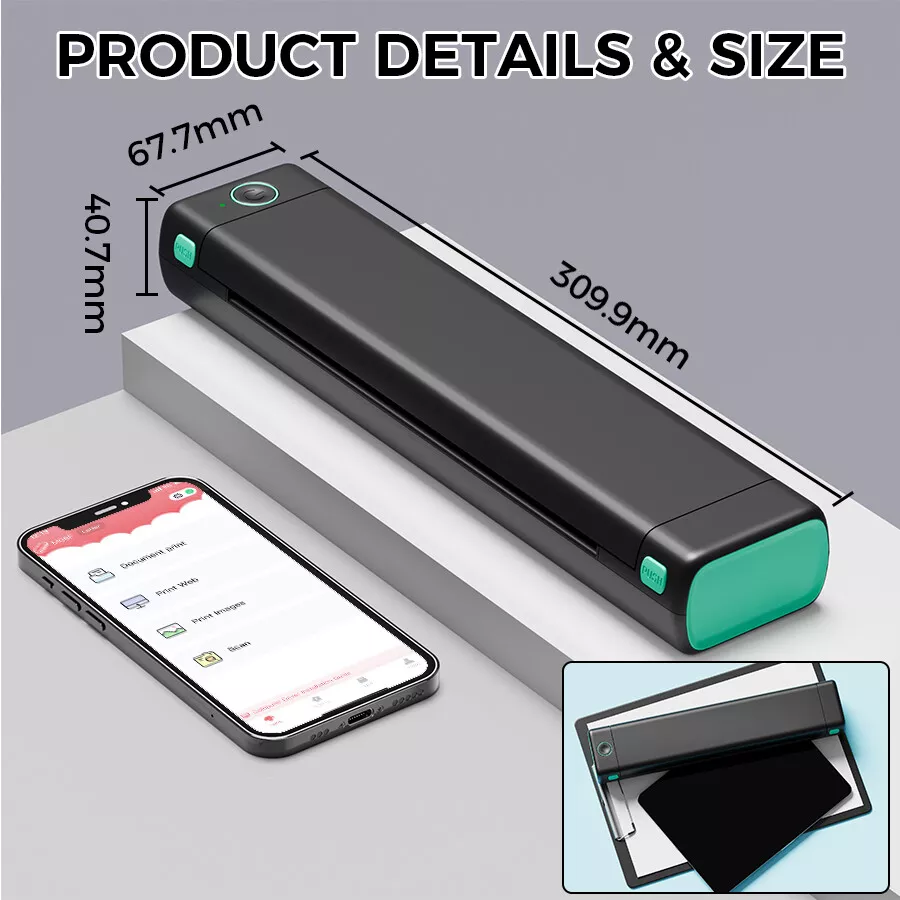 Phomemo M08F Portable A4 Printer Thermal Printer Bluetooth Inkless Printer US