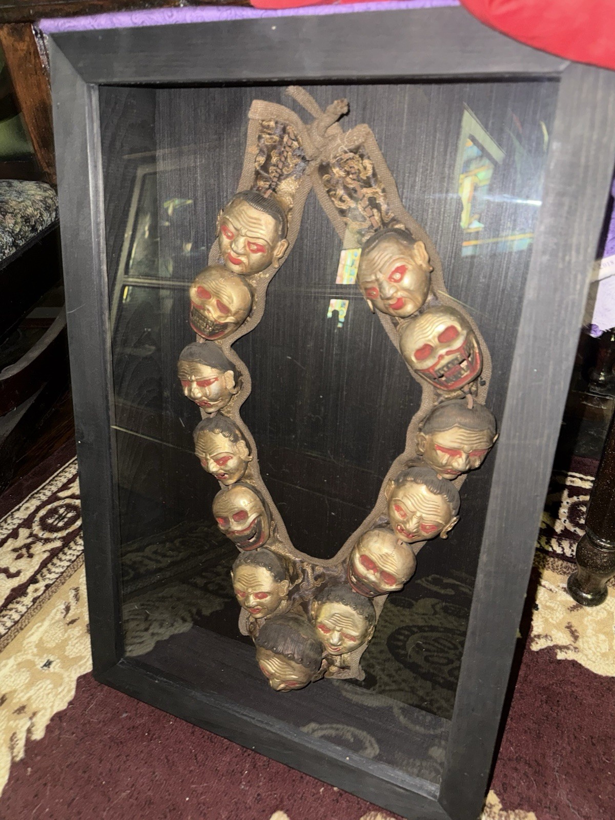 Antique Museum Quality Tibetan Gold Plated Death Head Necklace From Nepal