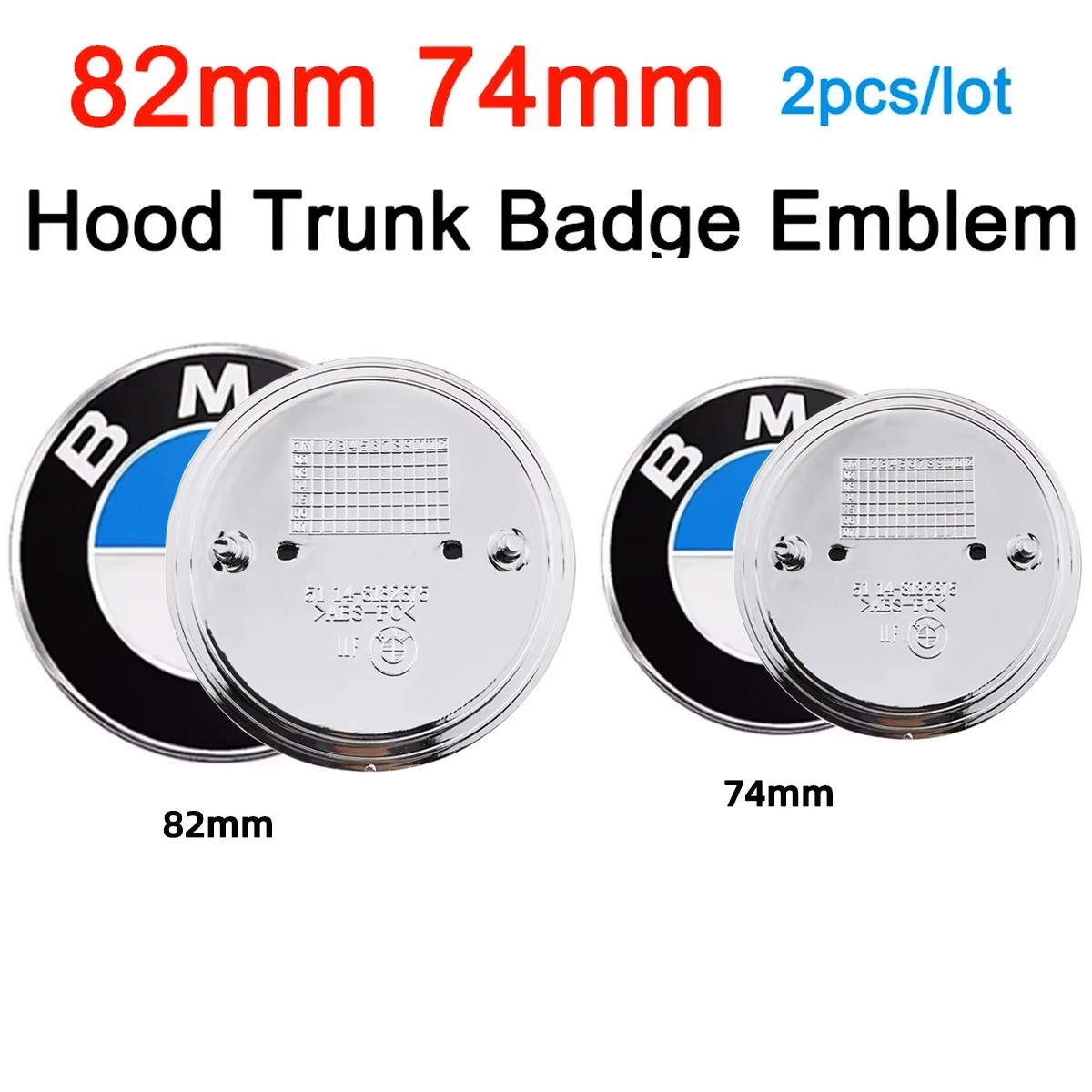 NEW Front Hood + Rear Trunk Logo Fit For BMW Badge Emblem (82mm + 74mm) 🔥🔥