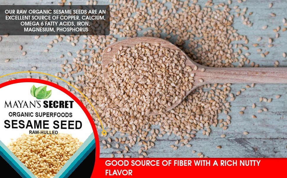 USDA Certified Organic hulled Sesame Seeds, 2 Lbs Gluten Free, Raw,Keto Friendly