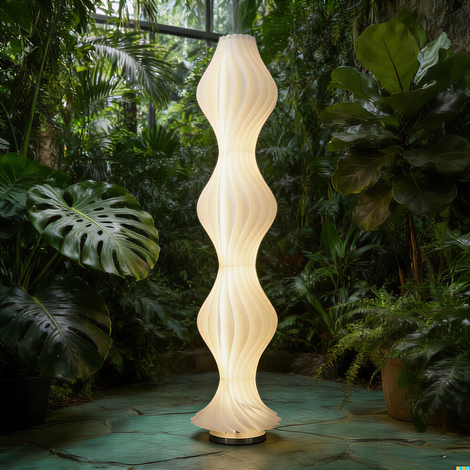 65" Modern Wavy LED Floor Lamp Dimmable Standing Light with Remote Control