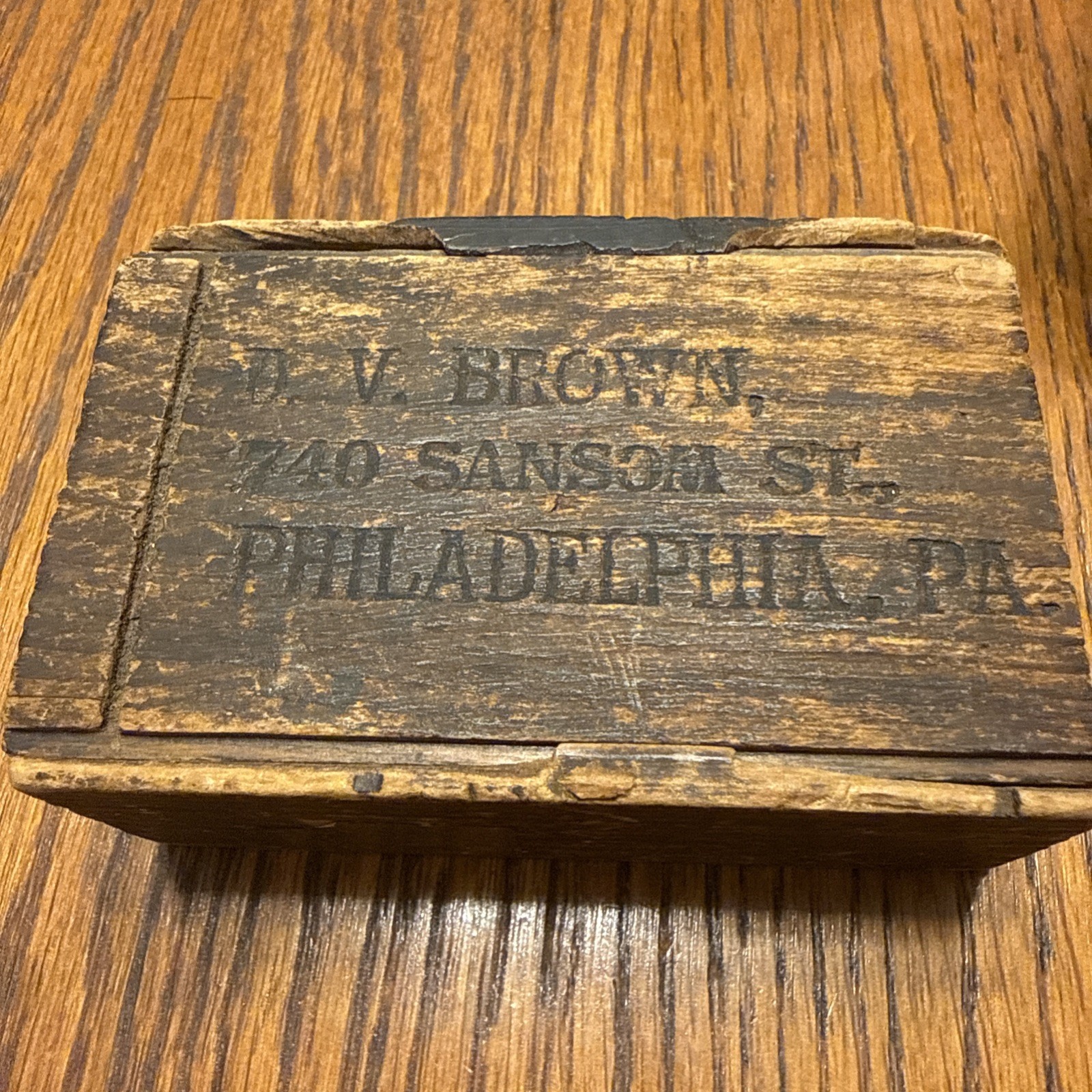 Antique D.V. Brown Optician Wooden Tool Box Philadelphia PA Optics