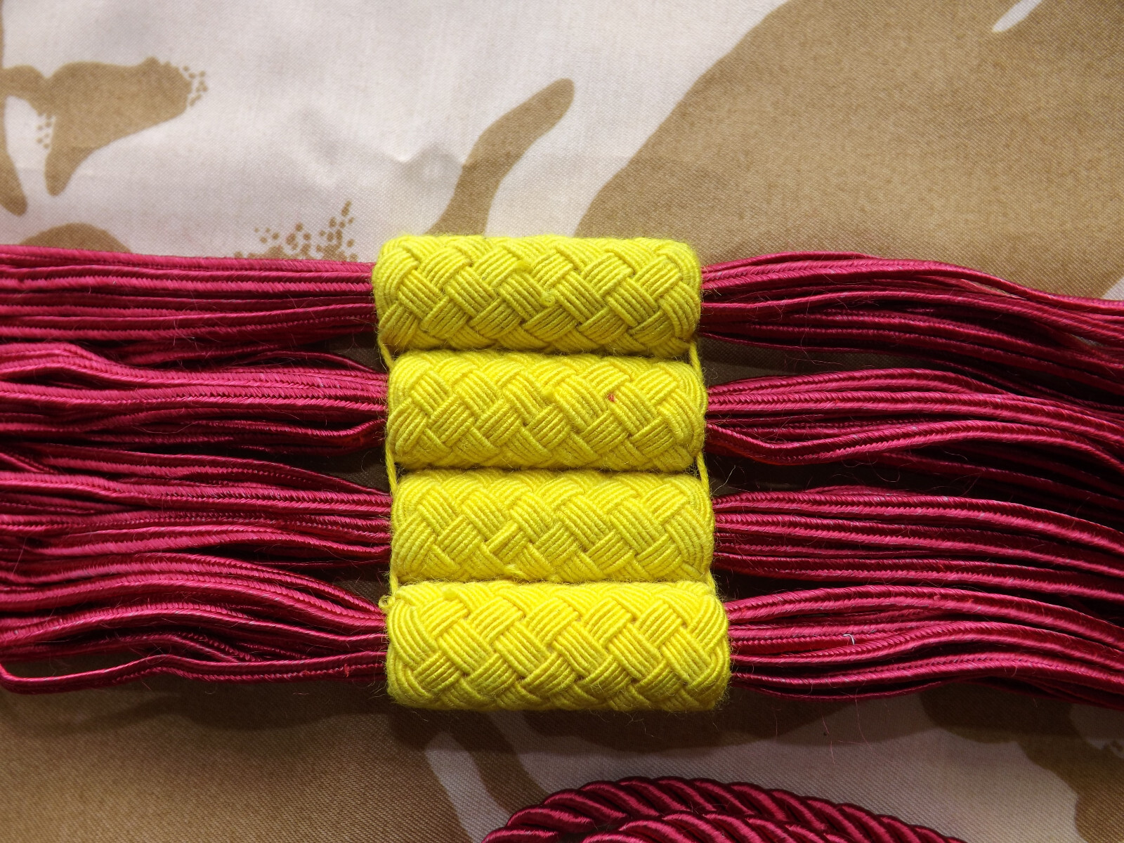 Repro Napoleonic Victorian Crimean War Hussar Barrel sash belt Yellow on Scarlet