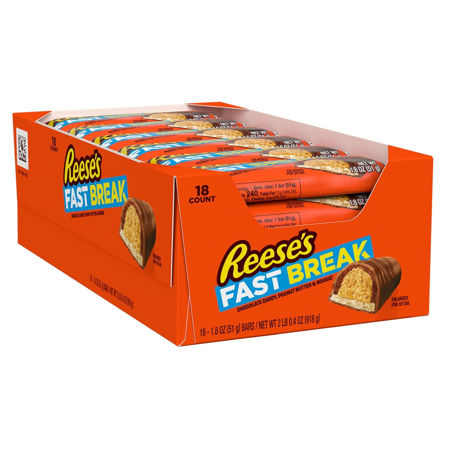 REESE'S FAST BREAK Peanut Butter Nougat Candy Bars, 1.8 Oz (Pack of 18)
