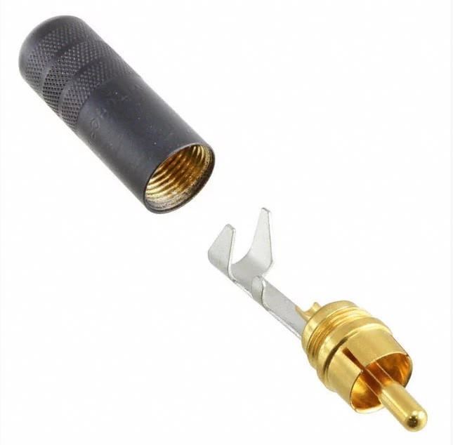 (10 Pack) Switchcraft 3502ABAU RCA Male Cable End Black/Gold Shieldd Solder Type