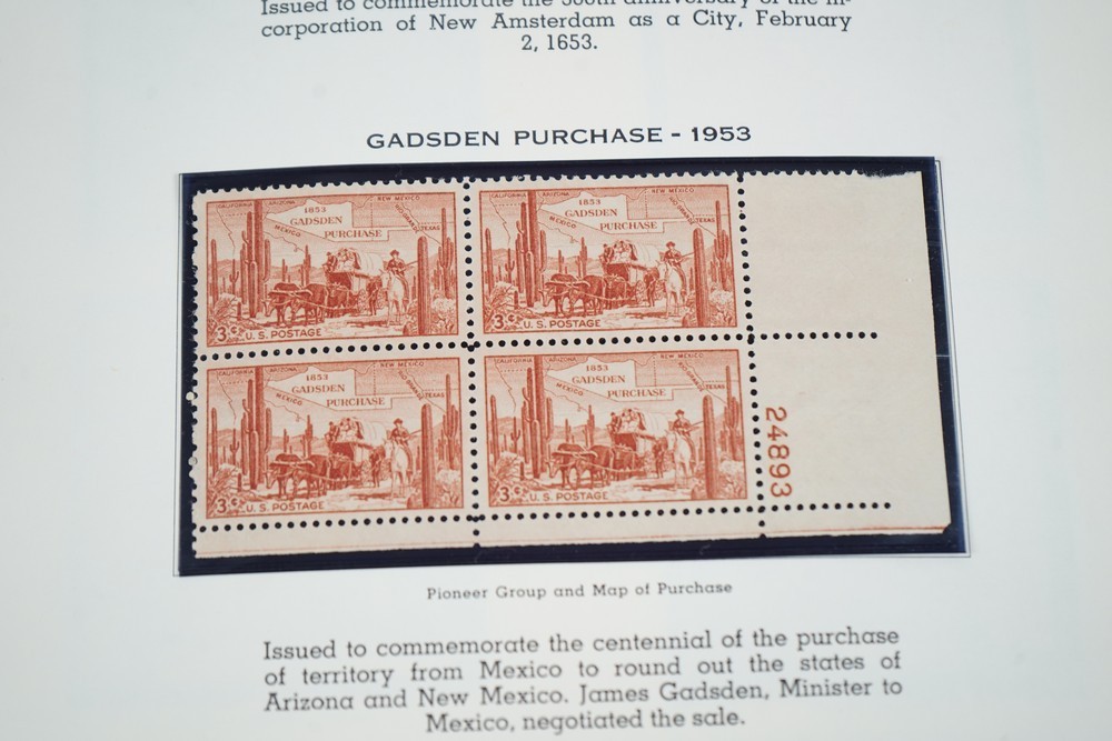 US 1950s-1960s COLLECTION OF 240 MINT PLATE BLOCKS STORED IN MINKUS ALBUM