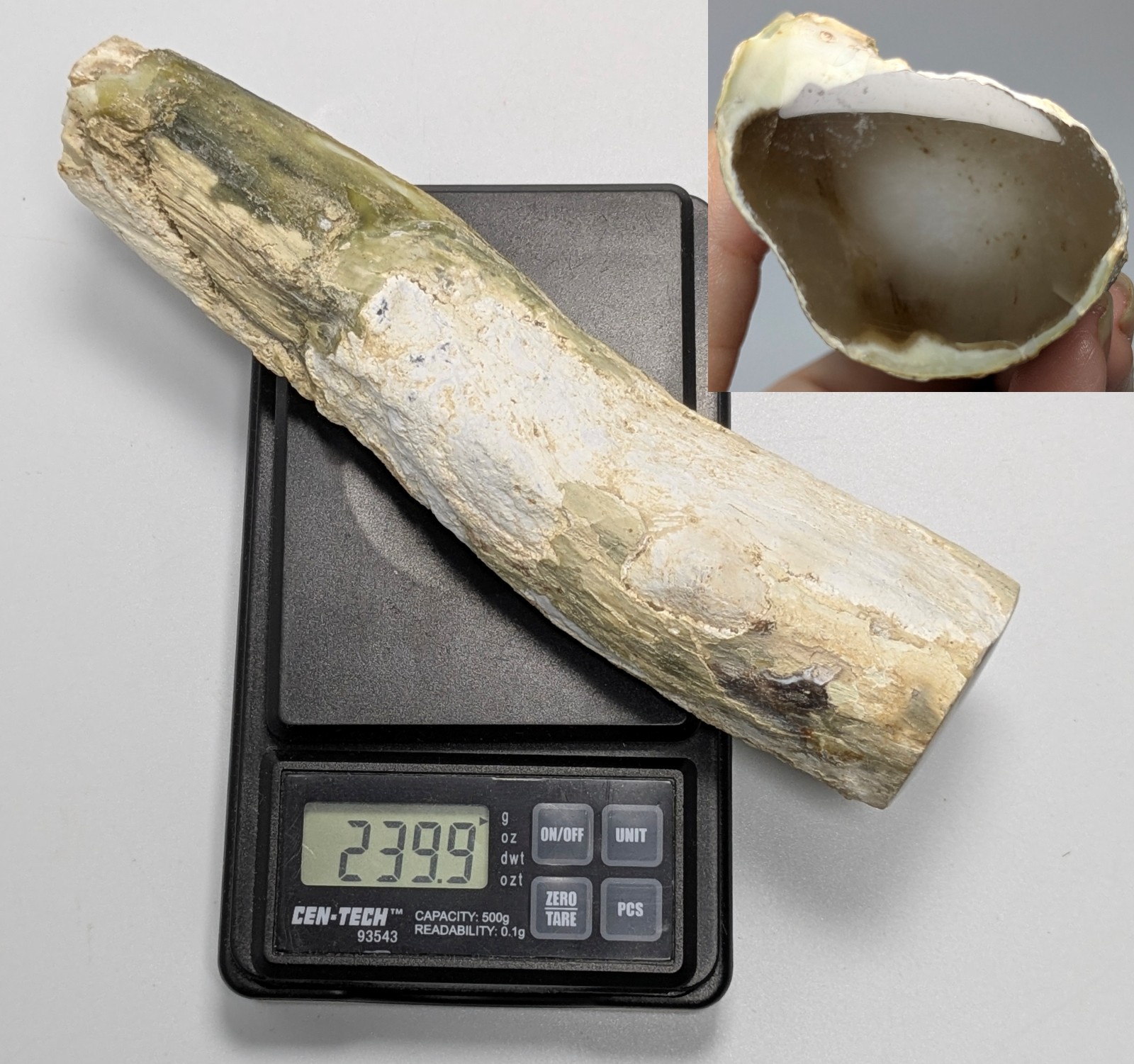 Chalcedony specimen 239 grams  Raw chalcedony, rod shaped