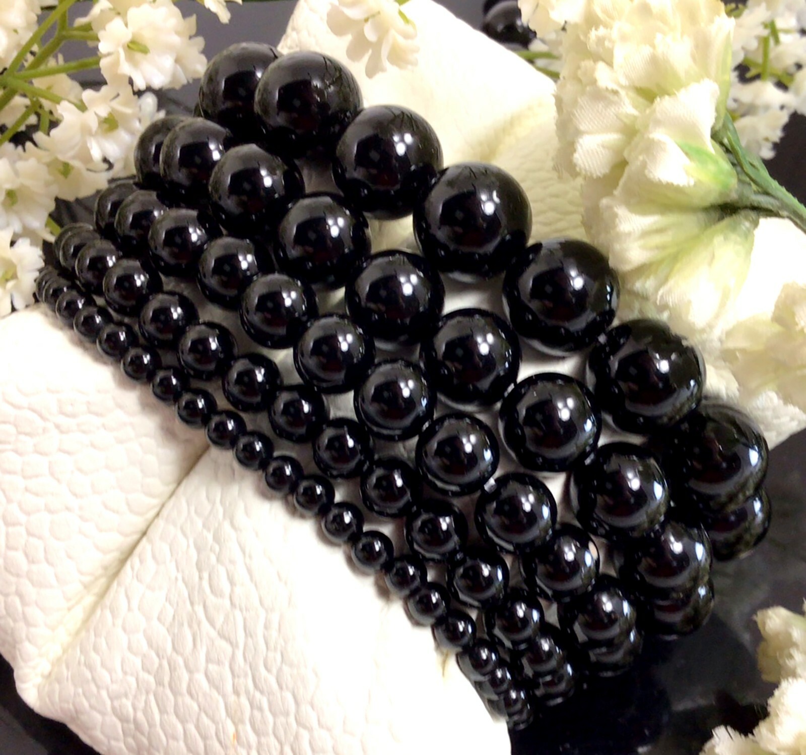 Black Onyx Beads Stretchy Bracelet Healing Gemstone 4mm 6mm 8mm 10mm12mm
