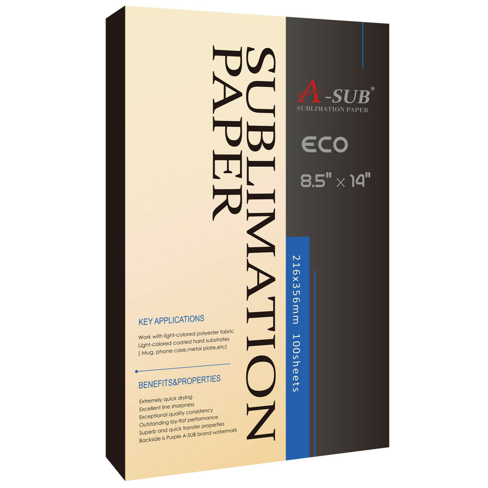 A-SUB Sublimation Paper 8.5X14 for Inkjet Heat Transfer DIY Gift 125g 100 Sheets