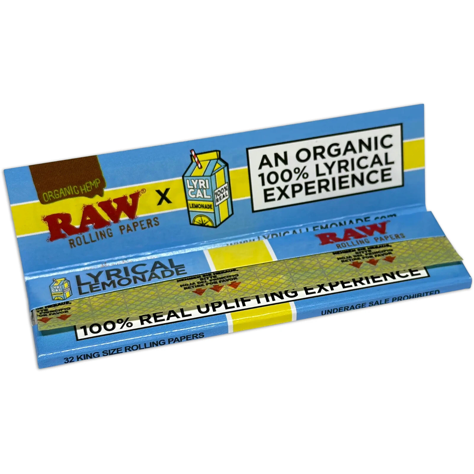 🤤 5 X RAW LYRICAL LEMONADE KING SIZE WIDE ORGANIC HEMP ROLLING PAPERS 🔥 NEW 🔥