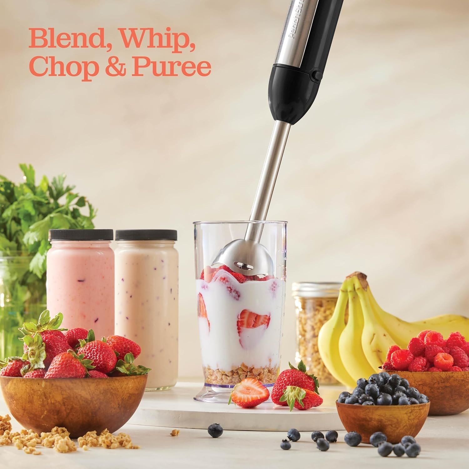 Versatile Handheld Blender Stick: 500 Watt, Detachable Base, Stainless Steel