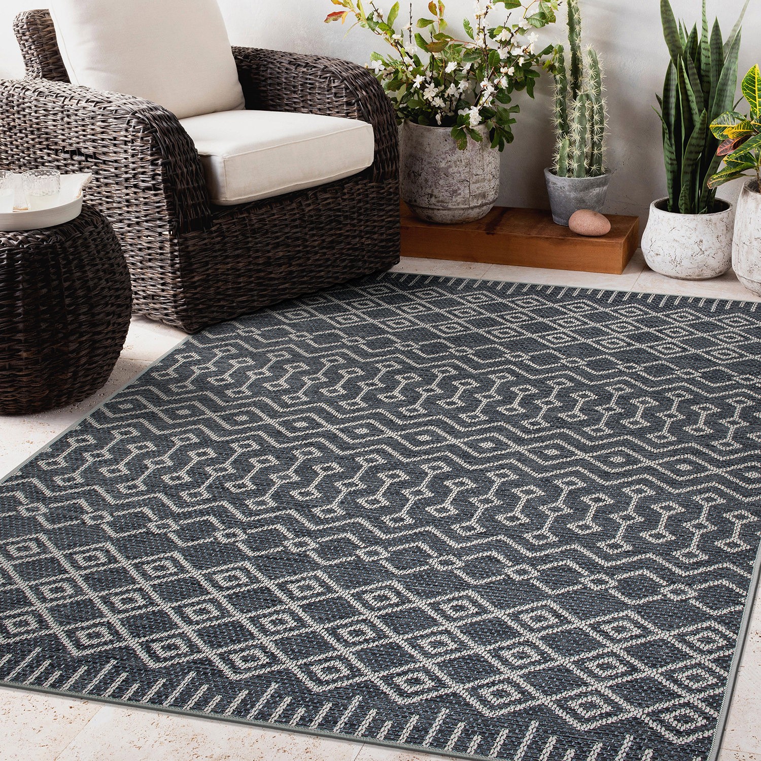 Rugshop Outdoor Rugs and Carpets Trellis Bohemian Indoor Outdoor Area Rugs 8x10