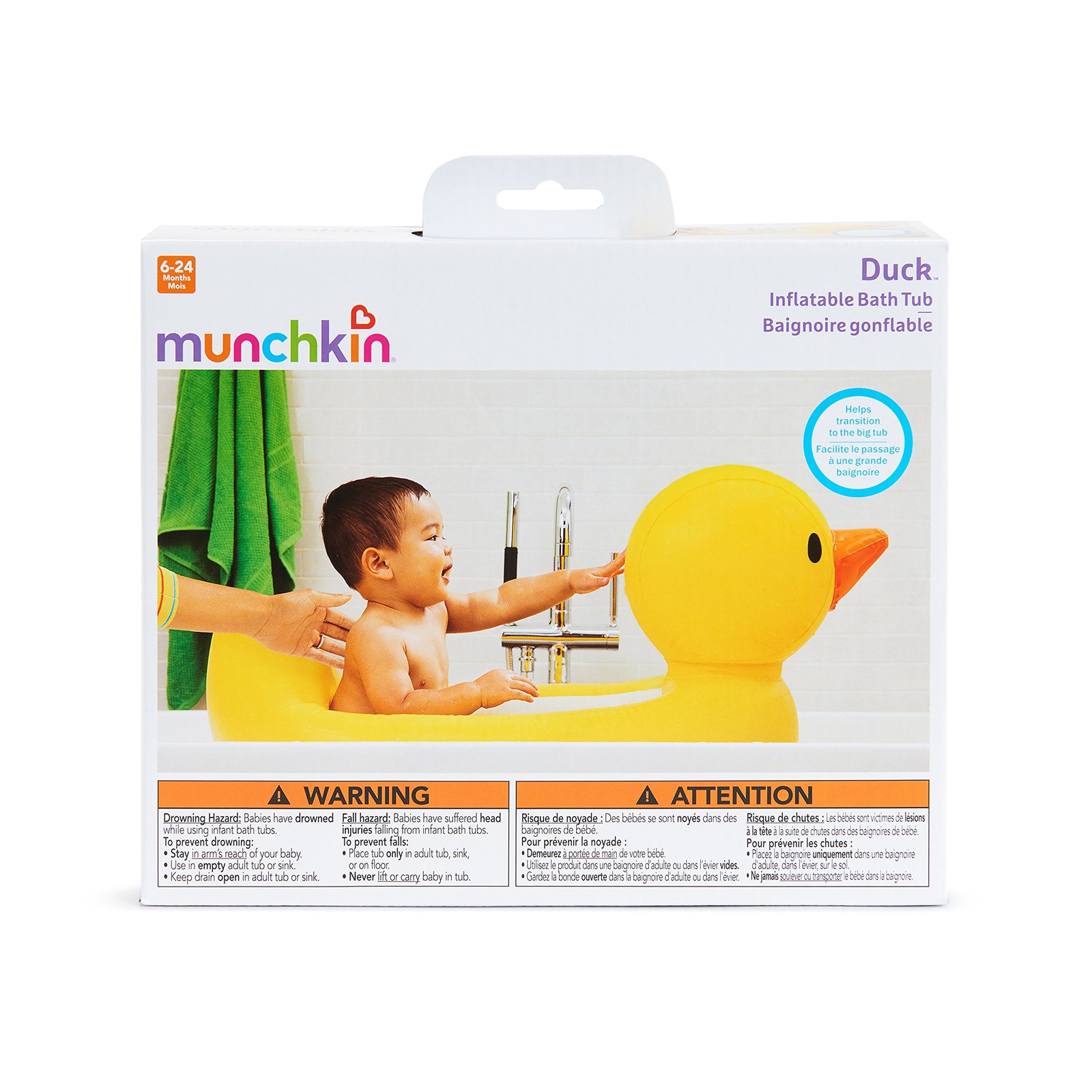 Munchkin Duck Inflatable Baby Bathtub for Babies 1 Count (Pack of 1), Yellow