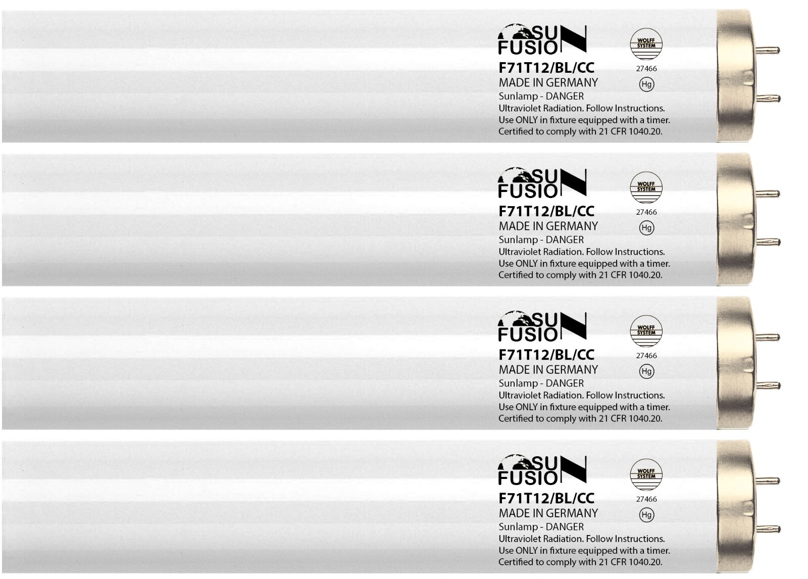 Wolff System Sun Fusion 2393 F71T12 100W CC Bipin Tanning Bulbs - Fast Color!