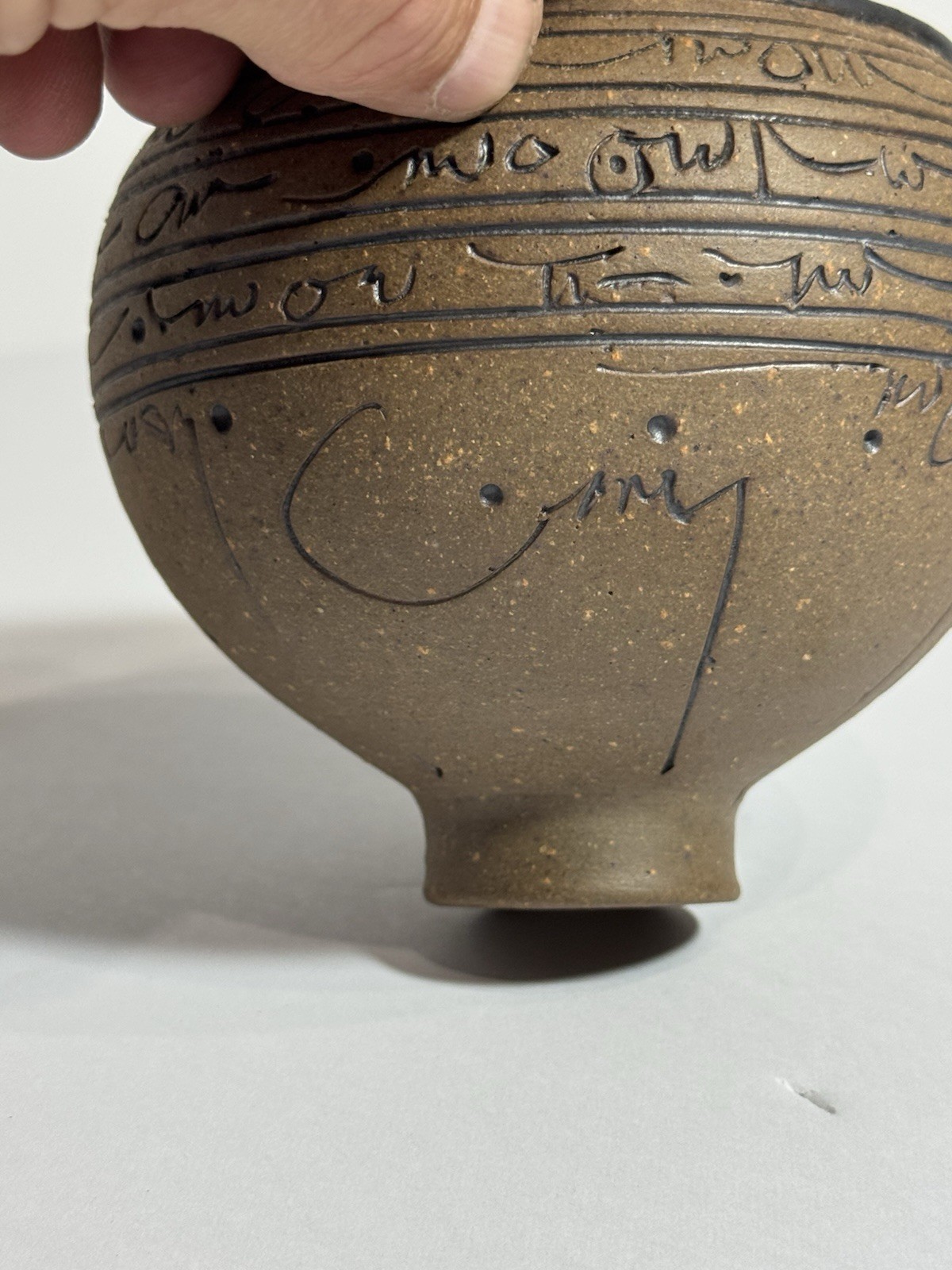 J Edward Barker Signed 1988 SCRYPT Line Studio Art Pottery Stoneware Sculpture