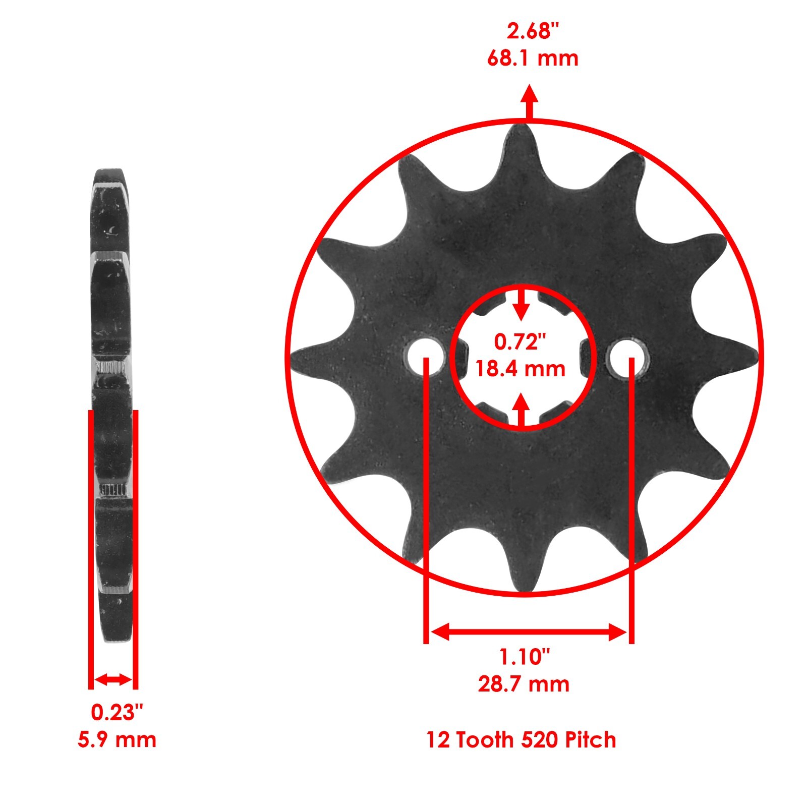 Black O-Ring Drive Chain & Sprockets Kit for Yamaha It175 1980-83 / It200 84-86