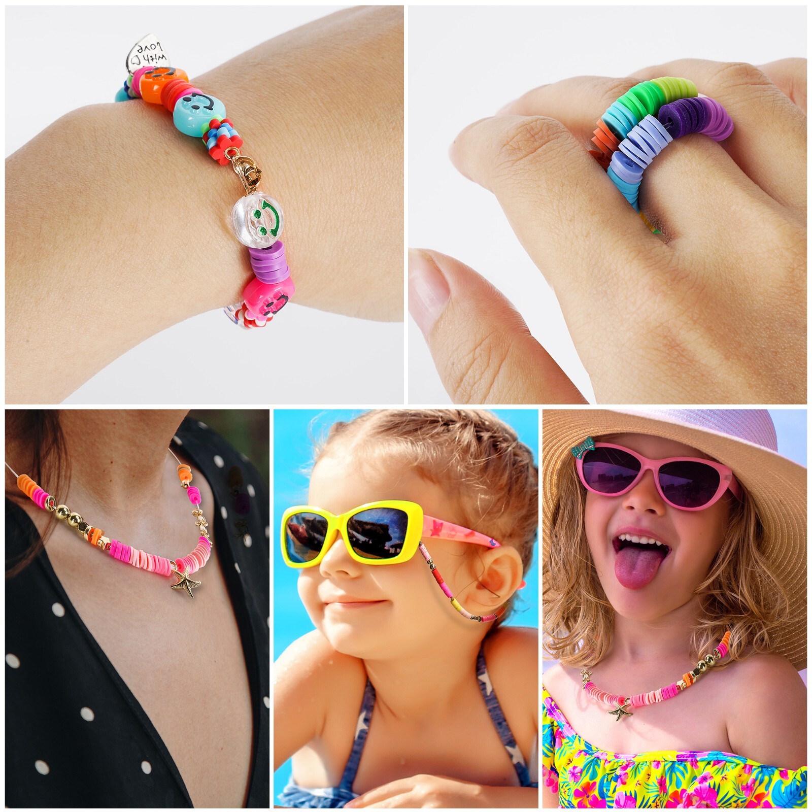 12200 Pcs Clay Beads for Jewelry Making Bracelet Kit Set Flat Polymer Beads KID