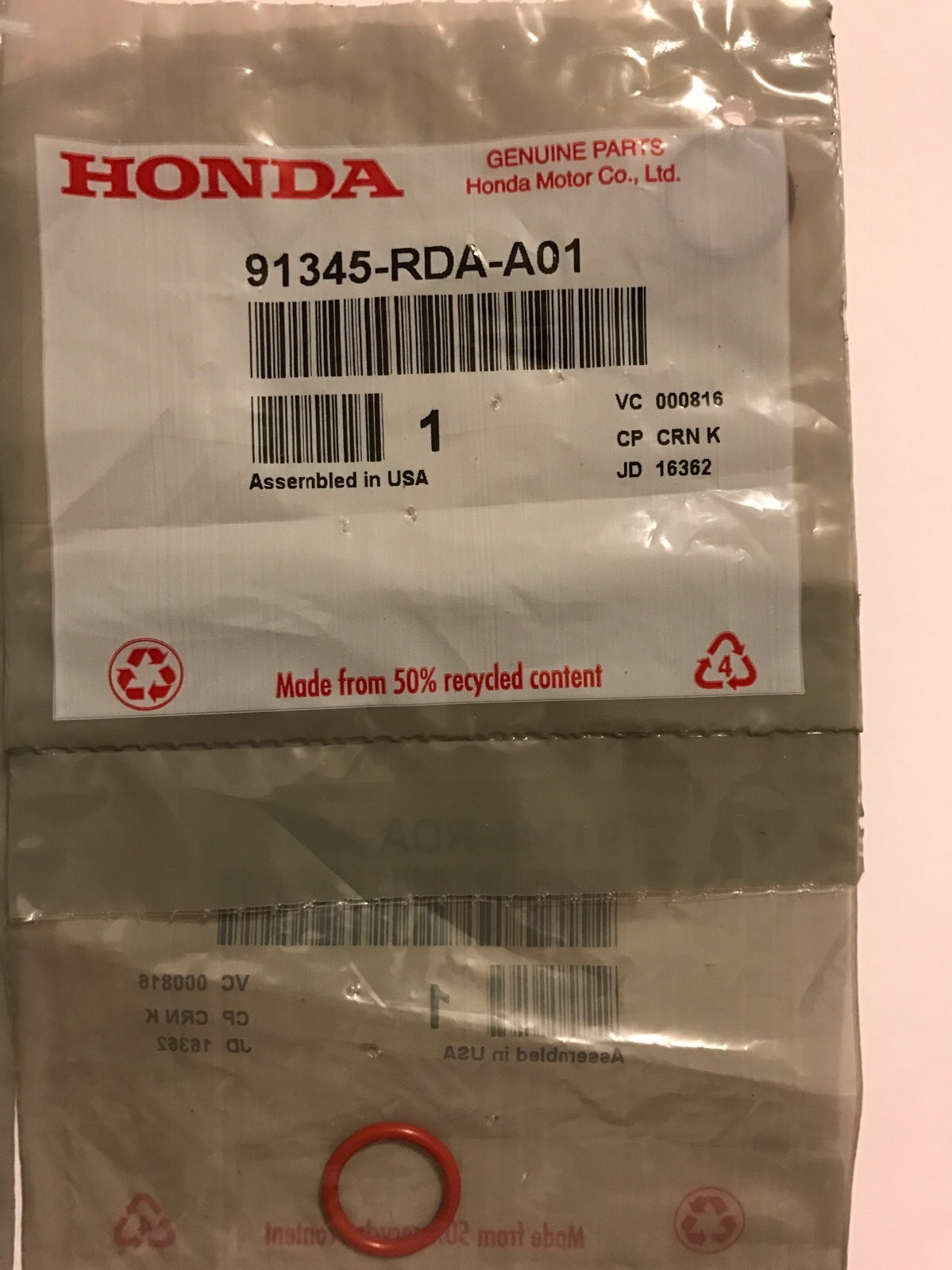 Genuine Honda Acura Power Steering Pump O-Ring Set 91345-RDA-A01 + 91370-SV4-000