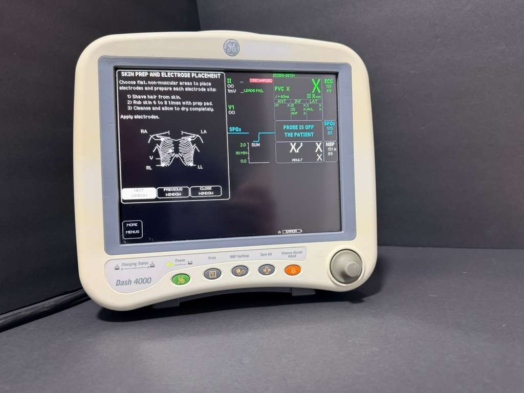 GE Dash 4000 Patient Monitor with power cable, FOR PARTS