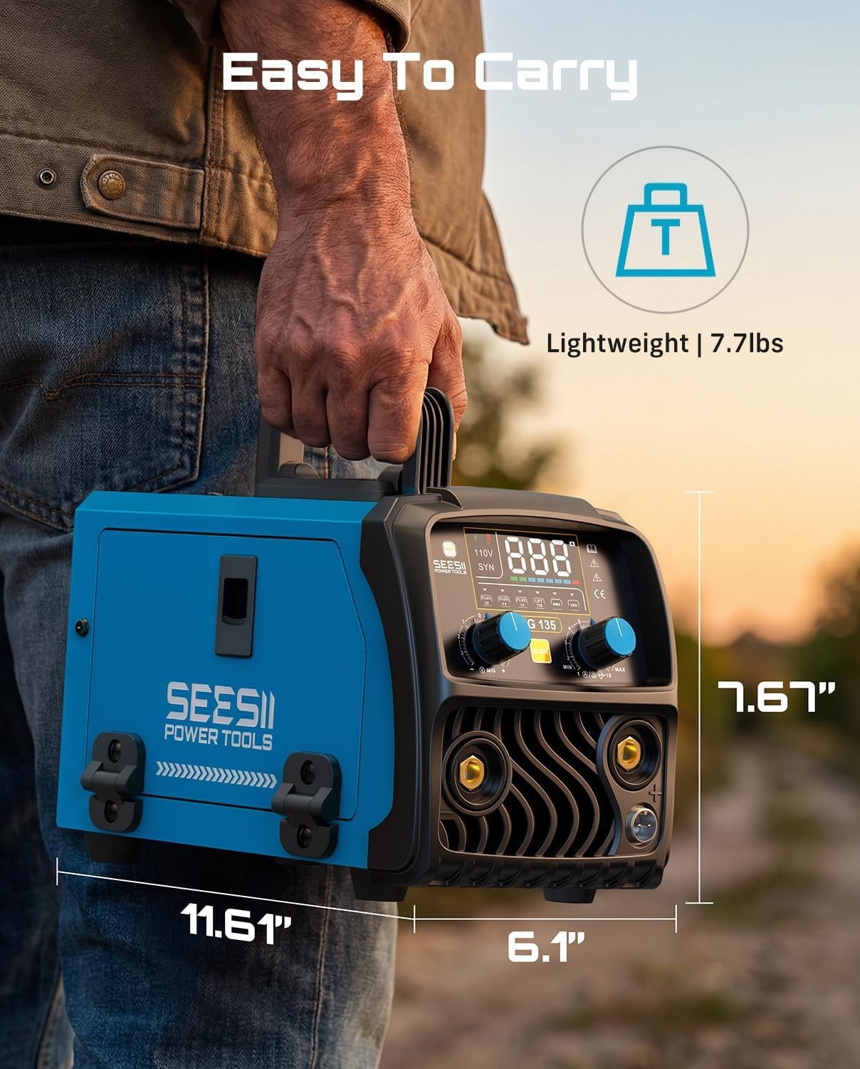 SEESII 135A MIG Welder 110V 3-in-1 Gasless Flux Core/Lift TIG/Stick