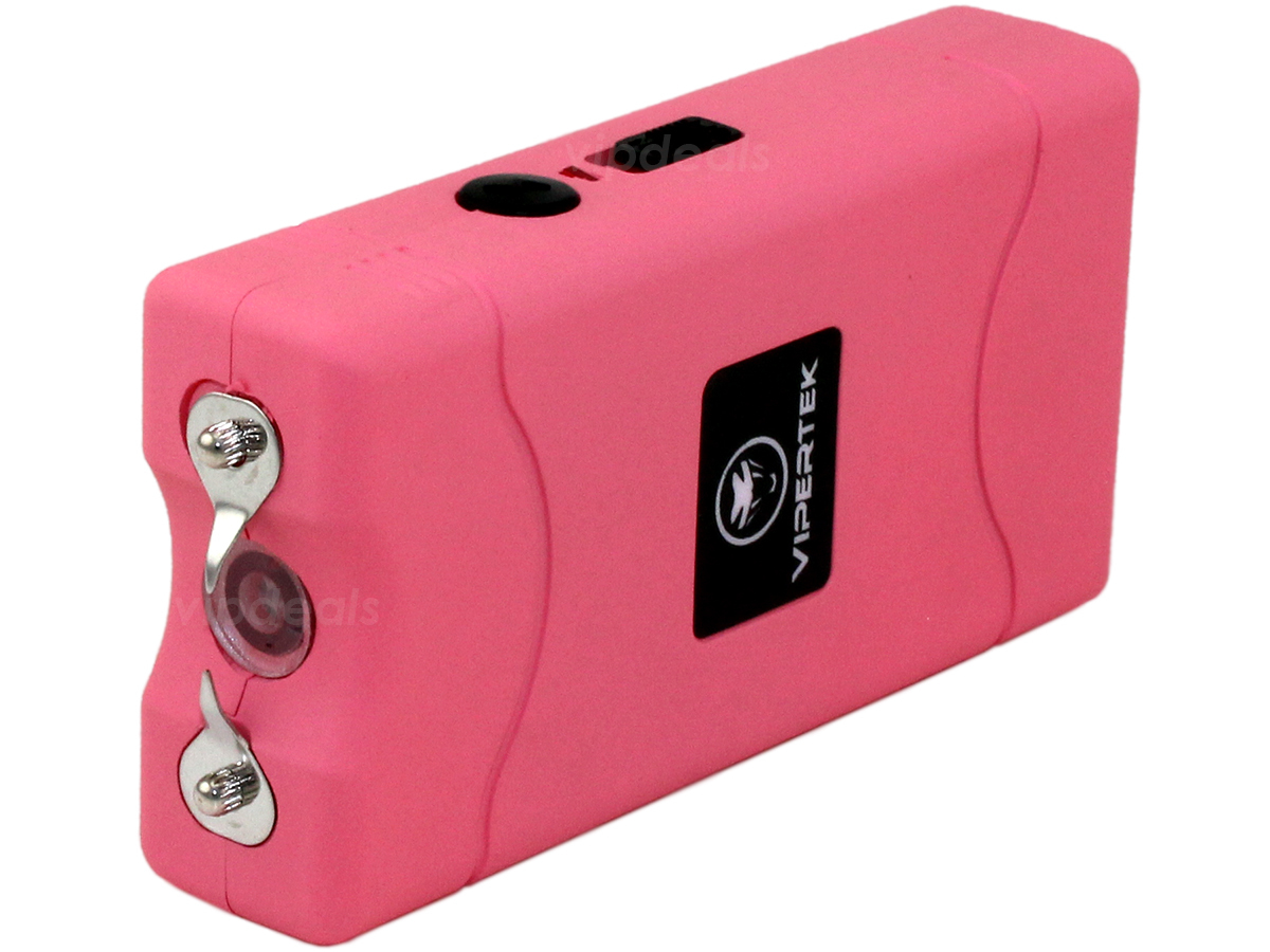 VIPERTEK Stun Gun Mini PINK VTS-880 335 BV Rechargeable LED Flashlight