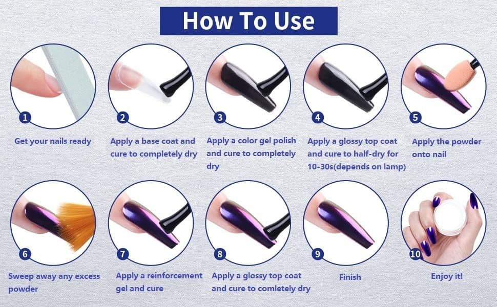 Metallic Chrome Nail Powder Collection - 16 Colors for Elegant Nail Decoration