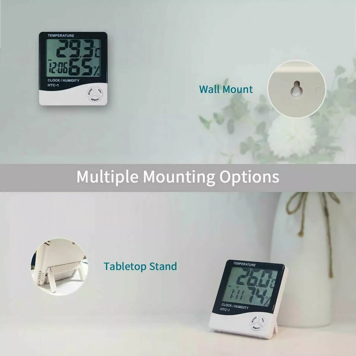 Thermometer Indoor Digital LCD Hygrometer Temperature Humidity Meter Alarm Clock