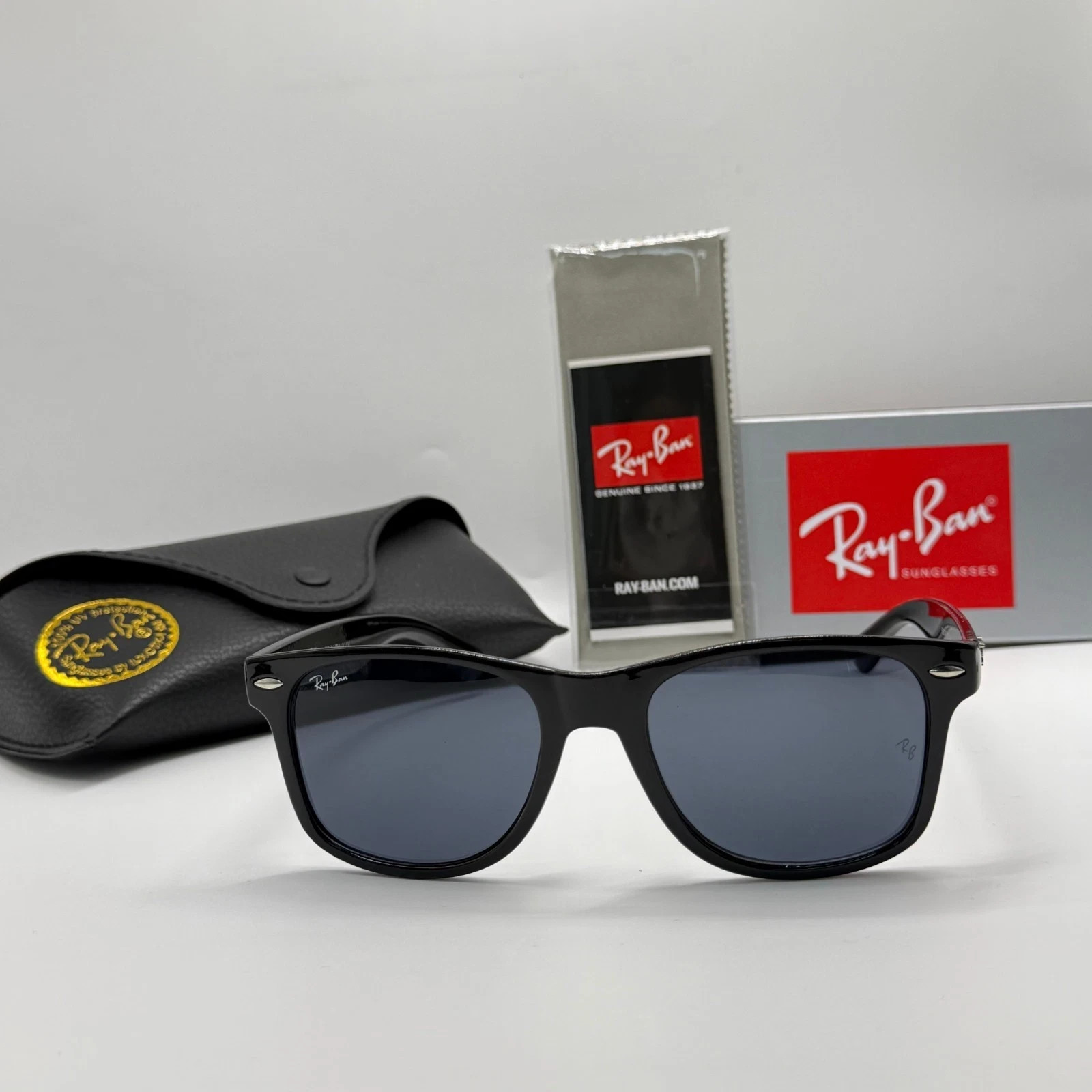 Ray-Ban 2140 Sunglasses Universal Fit Black Frame 56mm Dark Lenses UV Protection