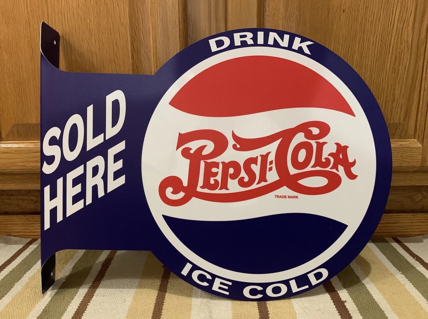 Pepsi Cola Soda Pop Large Flange Metal Sign, Garage Man Cave | Free Shipping