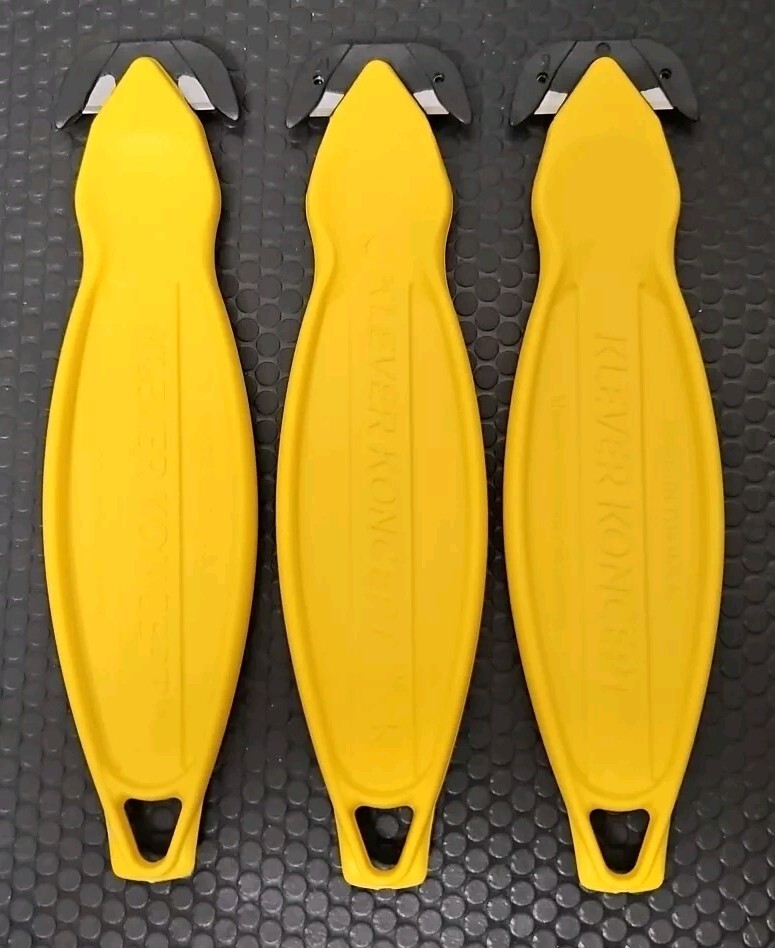 3x (N.O.S) Yellow Klever Koncepts Safety Cutter 5¾" Long
