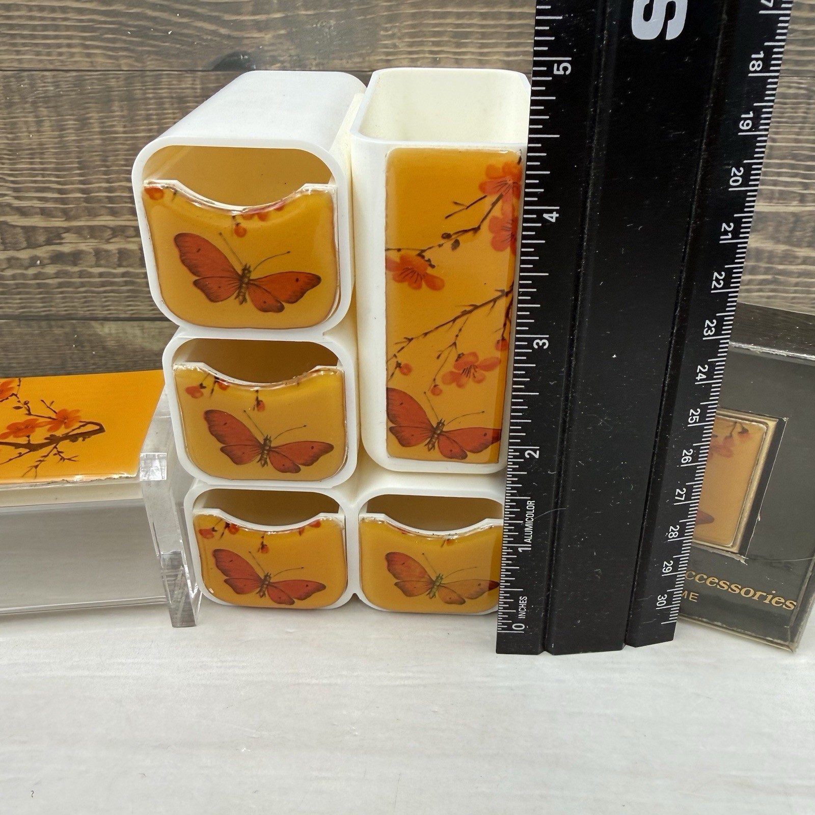 Vintage 1970s Modernism Mid Century Modern Tidy Caddy Desk Organizer Butterfly