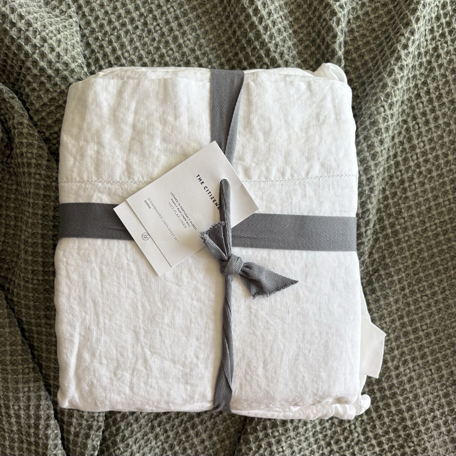 The Citizenry STONEWASHED LINEN SHEET SETS Queen white - Ships Free