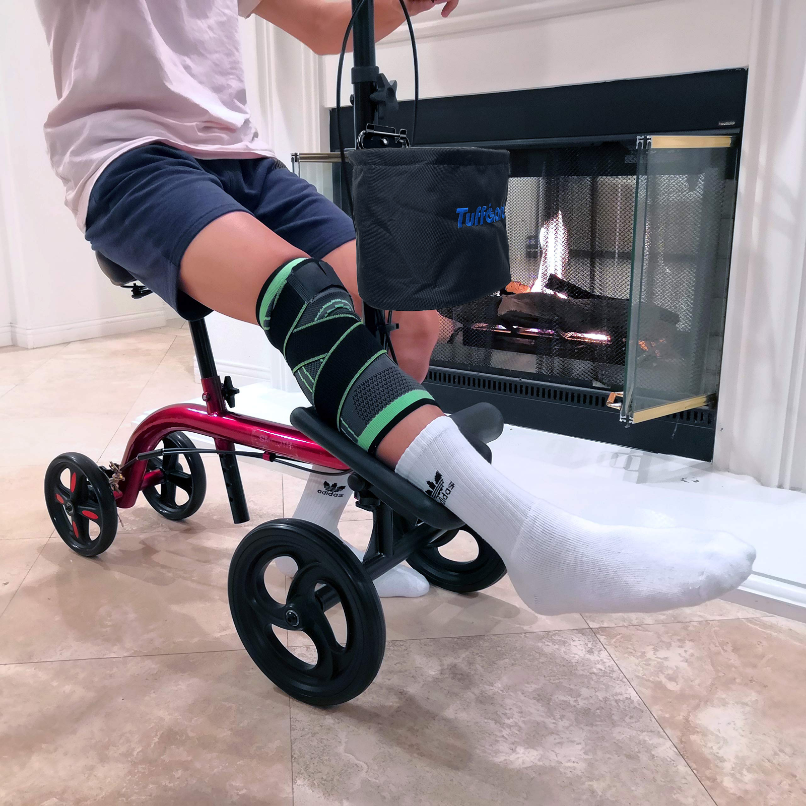 Tuffcare Smooth Seated Knee Scooter, Slow Propelled Mobility Knee Walker