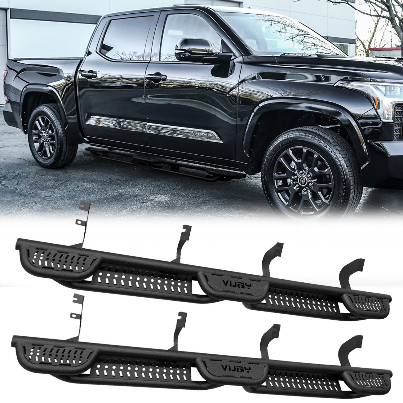 Vijay For 2022-2026 Toyota Tundra Crewmax Cab Running Board & Step Bar Nerf bar