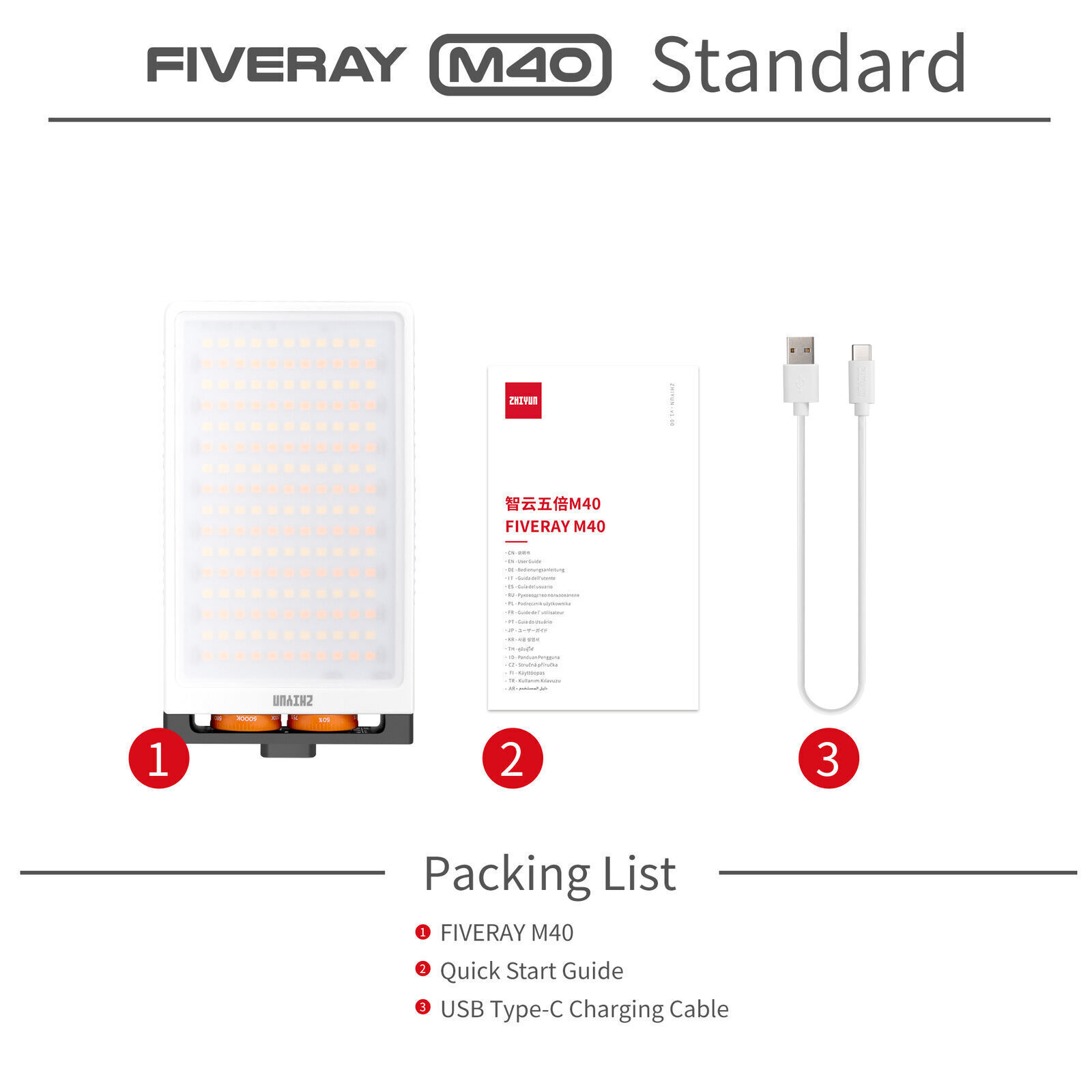 zhiyun light Fiveray M40 40W LED Handheld Pocket Video Light Photography Light