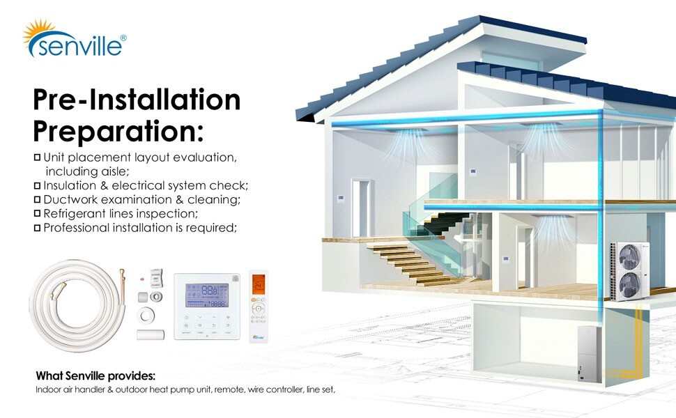 3 Ton Central Air Conditioner Heat Pump Split System, 36,000 BTU, 10KW AUX