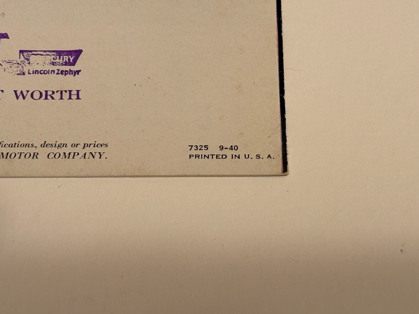 1941 LINCOLN ZEPHYR V-12 SALES BROCHURE CATALOG ORIGINAL VERY GOOD CONDITION