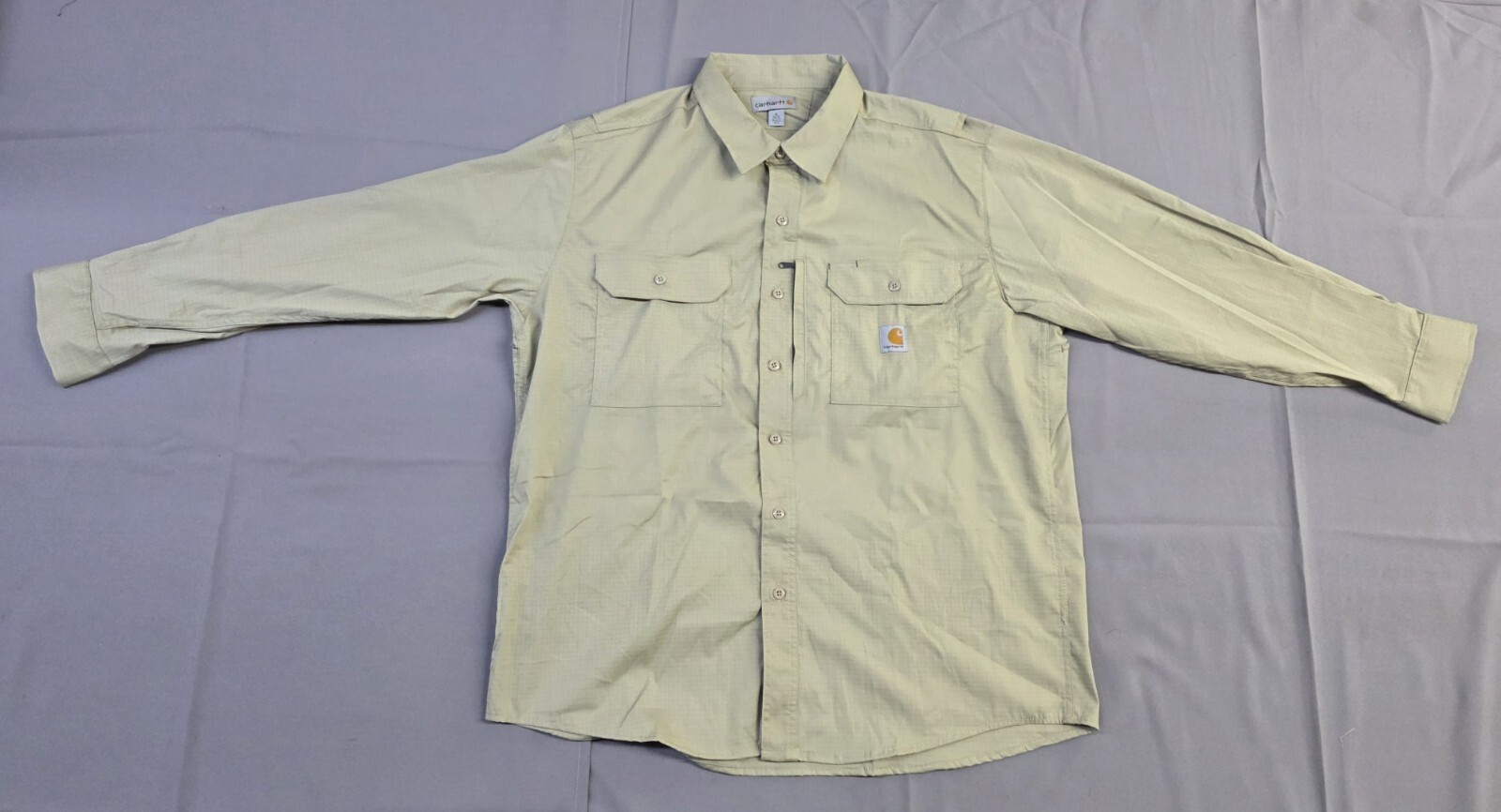 Carhartt Mens Long-Sleeve Button-Down Work Shirt, Tan