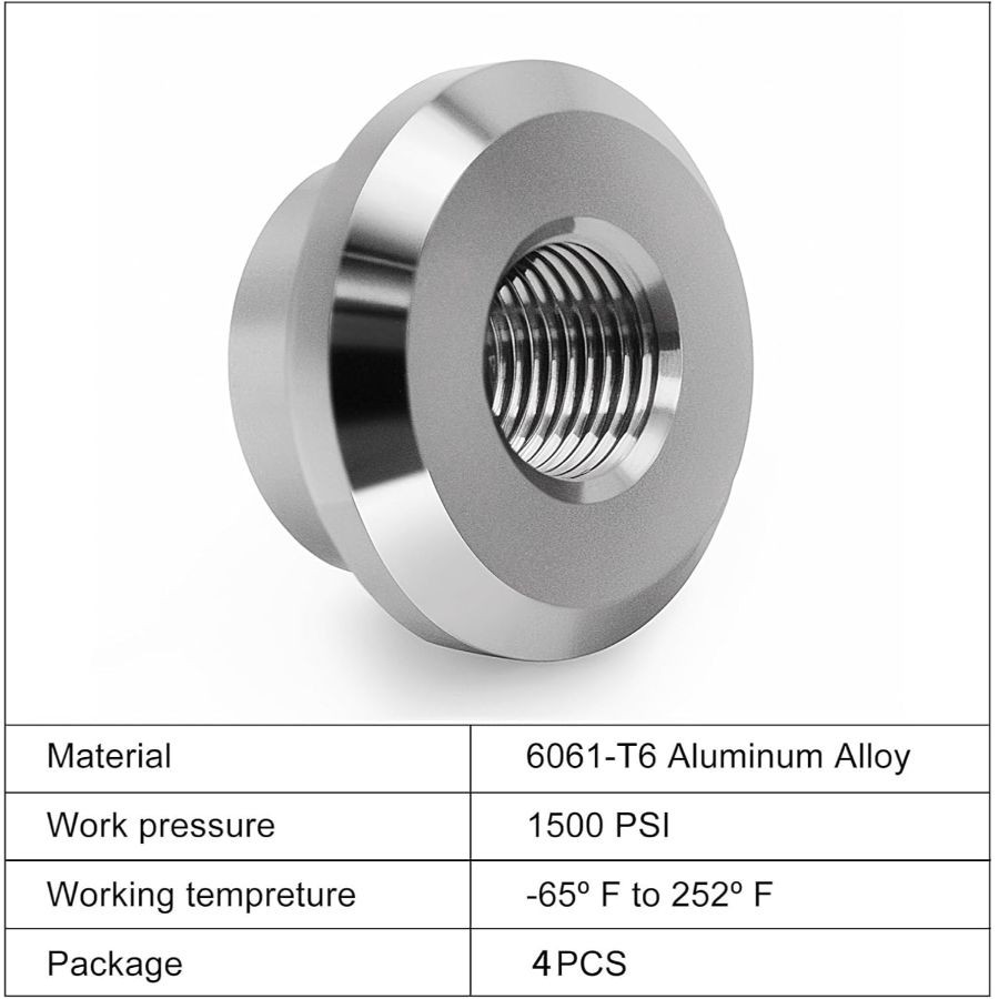 Aluminum 1/8" NPT Female Weld on Bung Weldable Fitting 4PCS-1/8NPT