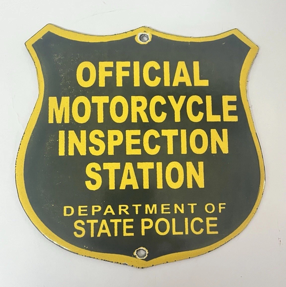 Vintage Official Motorcycle Inspection Station Porcelain Sign ~ Harley Davidson