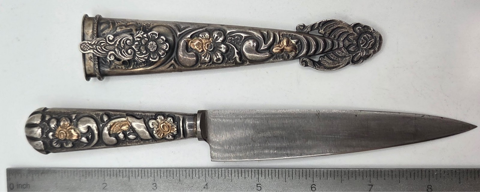 Alpaca Silver Dagger JU-CA Tandil Industria Argentina Knife w/ Ornate Scabbard