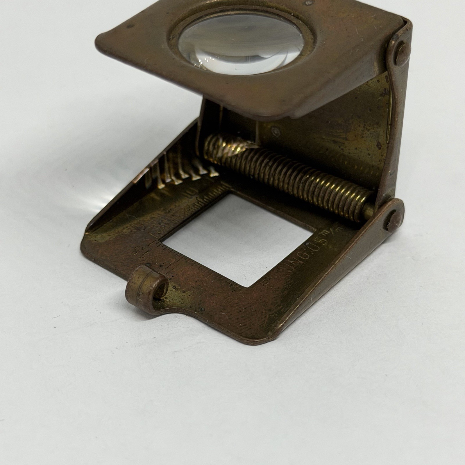 Small Vintage S&V Brand Germany Brass Folding Map Magnifying Glass Loupe - Nice