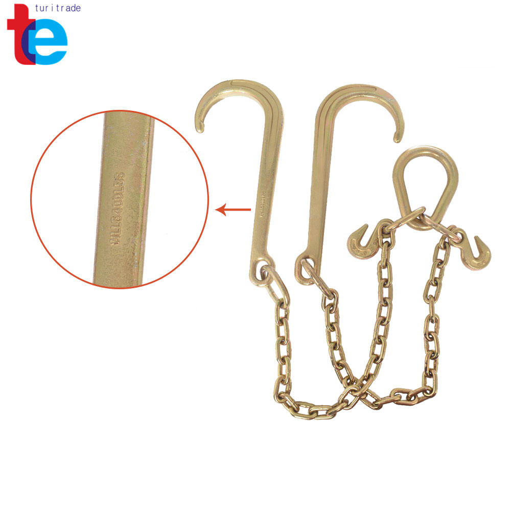 Tow Chain J-Hooks V-Chain Flatbed Truck Rollback Wrecker Carrier 5/16" X 2' G70