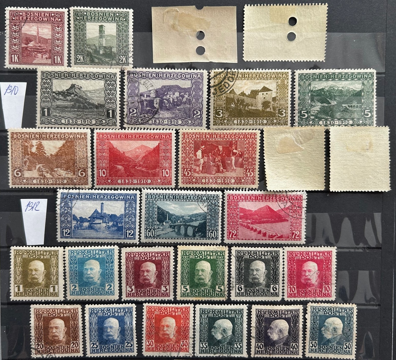 Bosnia & Herzegovina 1879/1918 collection on 3 pgs with rare stamps old CV 386 €