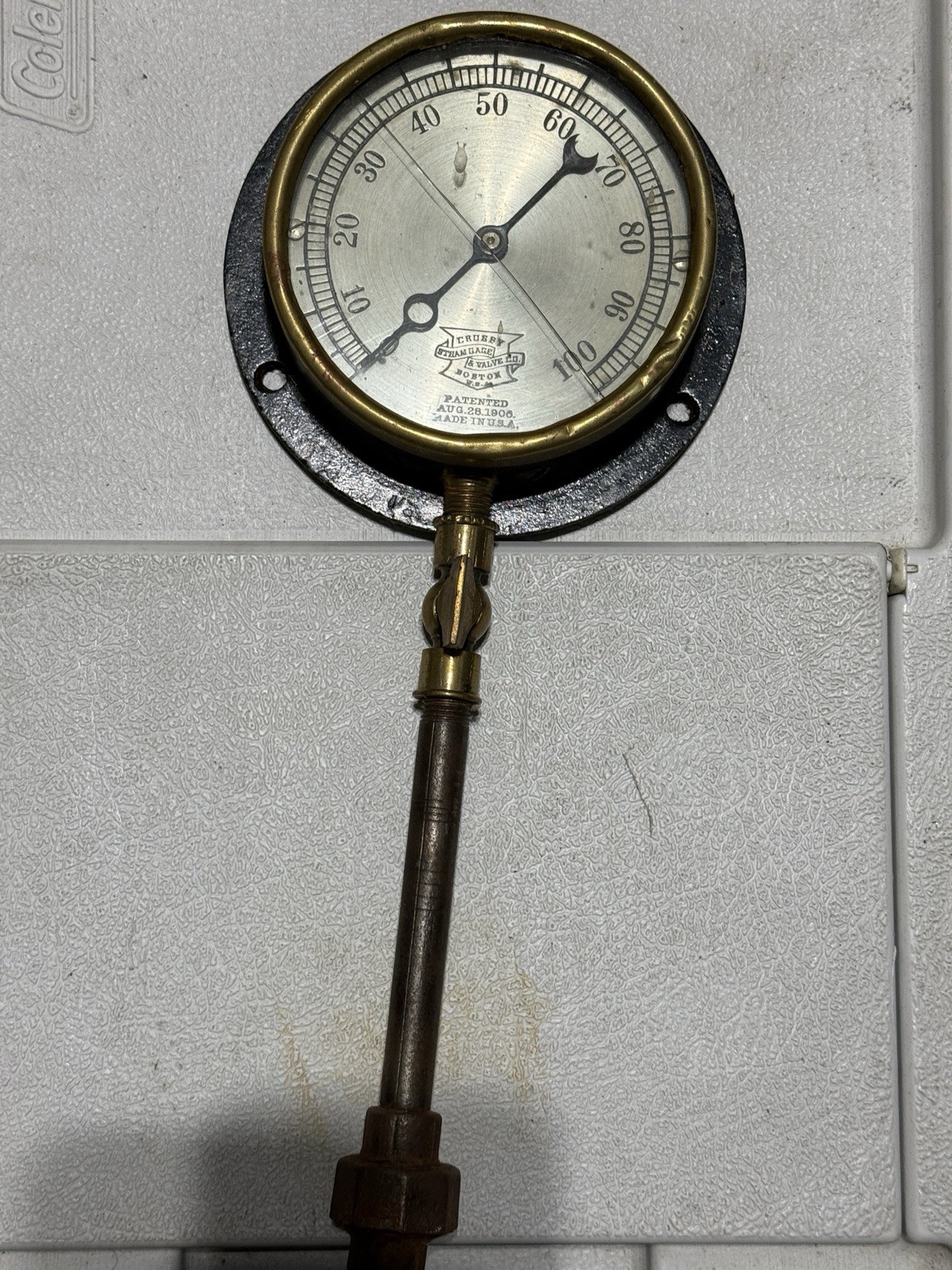 Antique Brass Air Gauge. Crosby Steam Gage And Valve Co. Boston. Rare