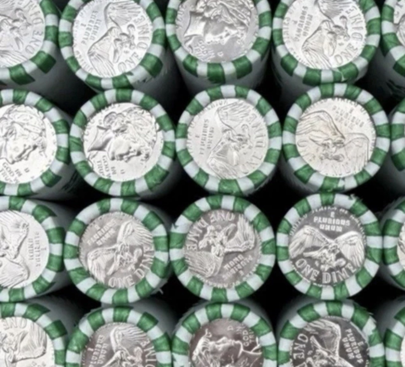 2026 P dimes semiquinsentennial, 50 roll Box bank rolls, in hand, unsearched