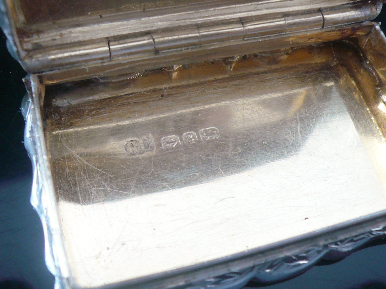 Sterling Silver Snuff Box, George Unite, Antique Birmingham 1890