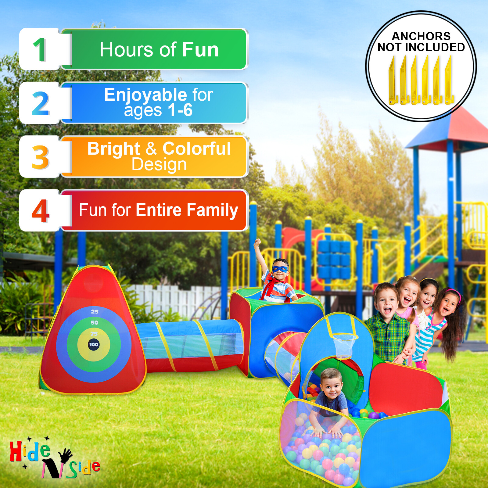 Fun Gift Kids Ball Pit Play Tents, Tunnels, Dart &Target Walls, FREE Fast Ship!!