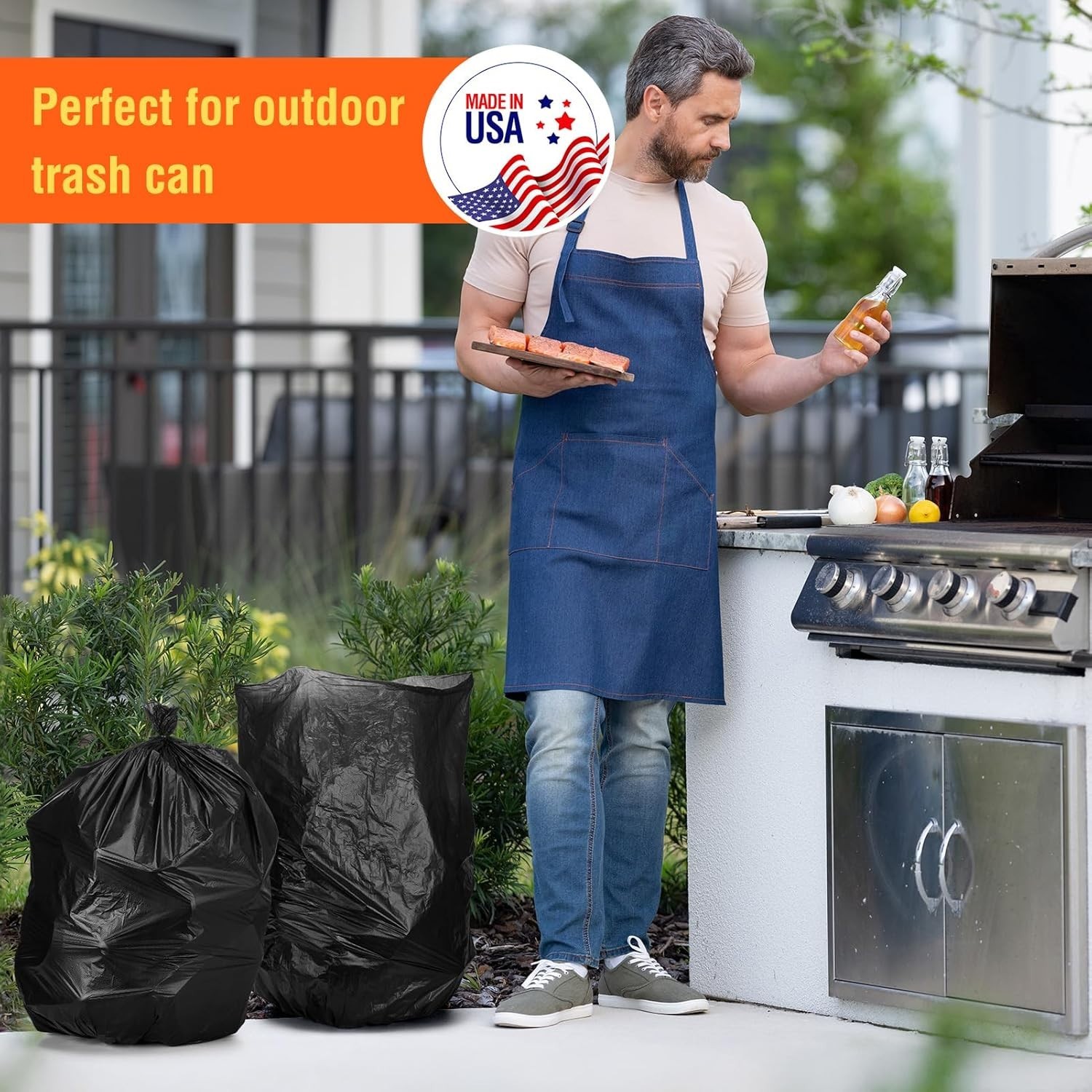 30-33 Gallon Black Trash Bags Kitchen Garbage Rubbish Bags 250Bags 32x38" Medium