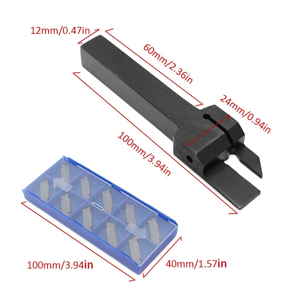 Lathe Cut-Off Grooving Parting Tool Holder+ 10pcs MGMN300 Insert Blades + Wrench